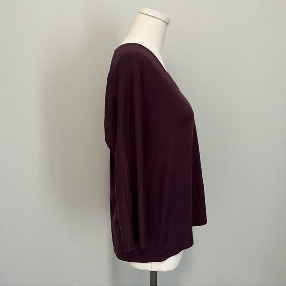 Aritzia Wilfred Free Aneta V-Neck Top Maroon Burgundy Loose Boxy Fit - Picture 9 of 15